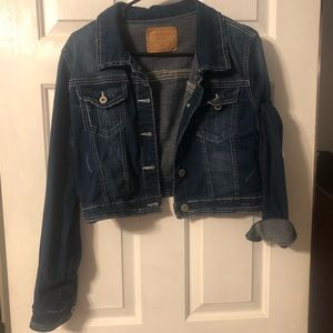 Amethyst crop distressed jean jacket